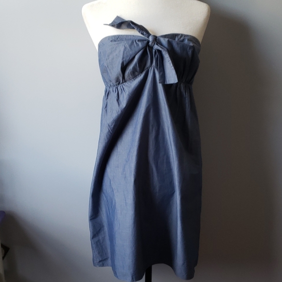 J.Crew Cara chambray strapless dress size M - Picture 4 of 8